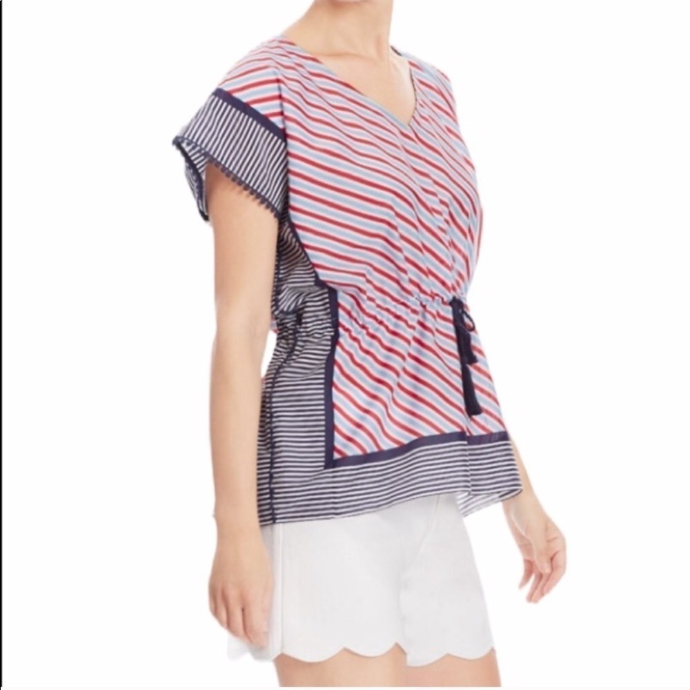 Draper James Marina Stripe Lounge Top Red Blue